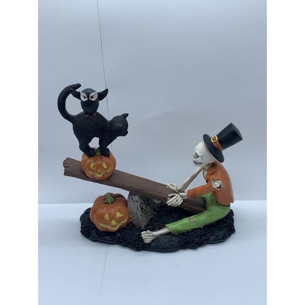 Saysmile Halloween Skeleton Decor R.I.P Black Cat
